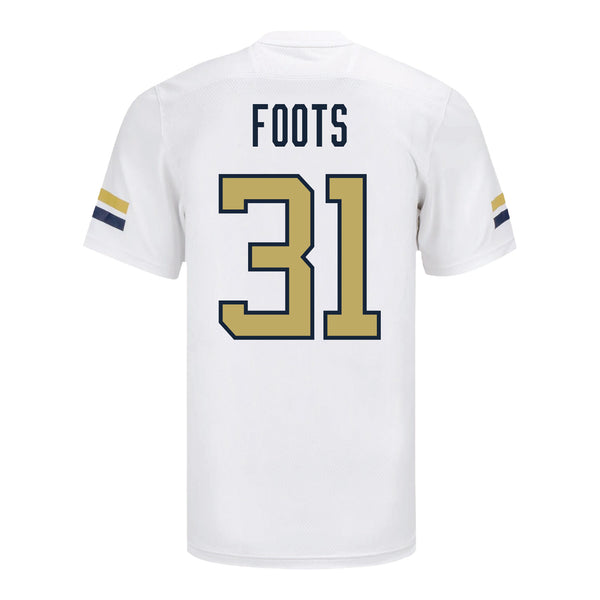 Georgia Tech Adidas Football Student Athlete #31 Jonorian Foots White Football Jersey - Back View