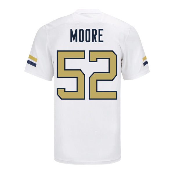 Georgia Tech Adidas Football Student Athlete #52 Harrison Moore White Football Jersey - Back View