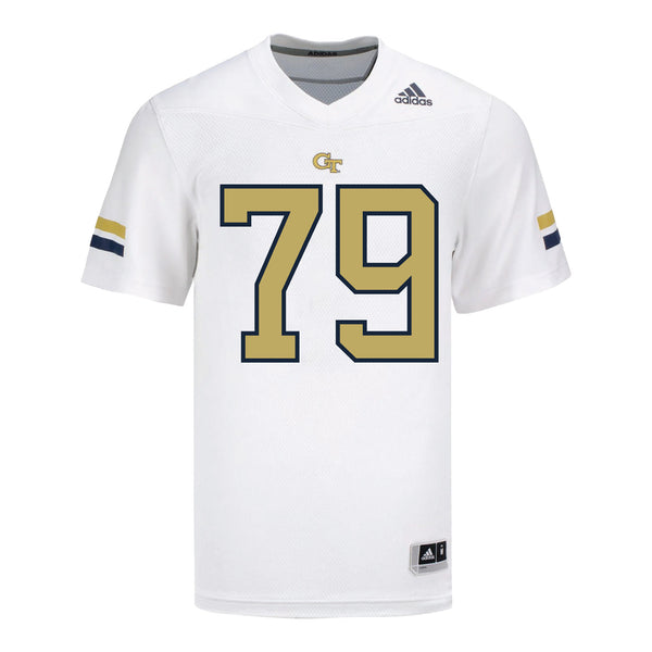 Georgia Tech Adidas Football Student Athlete #79 Jordan Floyd White Football Jersey - Front View