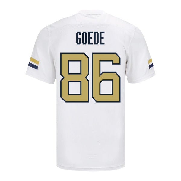 Georgia Tech Adidas Football Student Athlete #86 Ryland Goede White Football Jersey - Back View