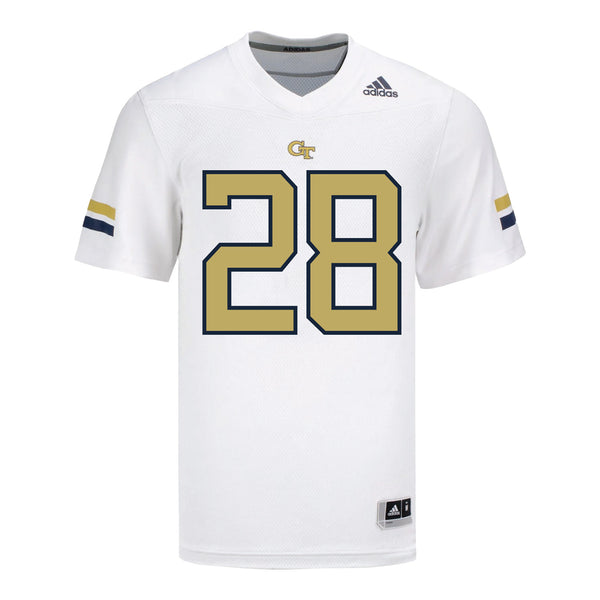 Georgia Tech Adidas Football Student Athlete #28 Trelain Maddox White Football Jersey - Front View