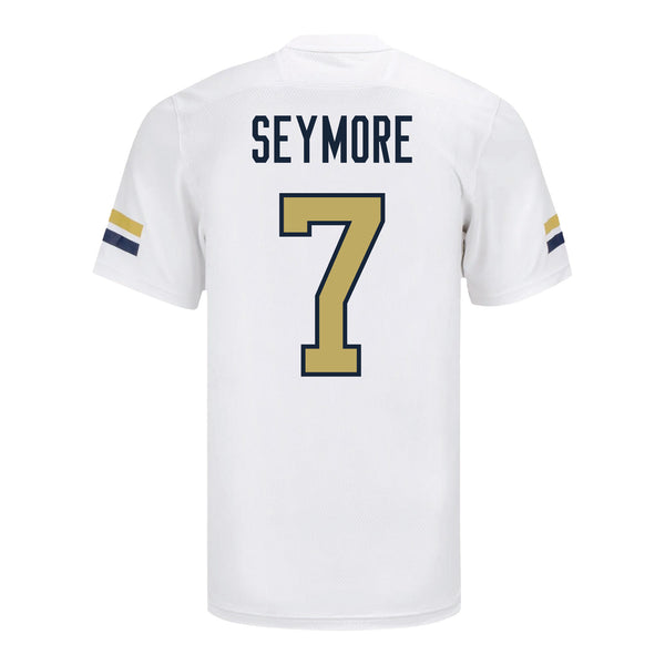 Georgia Tech Adidas Football Student Athlete #7 Taye Seymore White Football Jersey - Back View