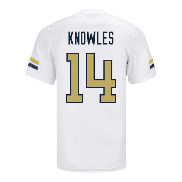 Georgia Tech Adidas Football Student Athlete #14 Graham Knowles White Football Jersey - Back View