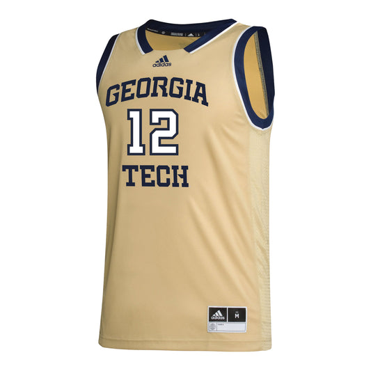 Georgia Tech Adidas Women's Basketball Student Athlete Sand Jersey #12 Jada Crawshaw - Front View