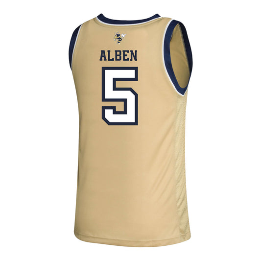 Georgia Tech Adidas Women's Basketball Student Athlete Sand Jersey #5 Catherine Alben - Back View