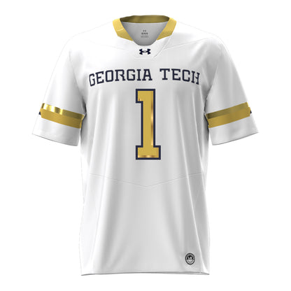 Georgia Tech Under Armour Football Student Athlete #1 Cayman Spaulding White Football Jersey - Front View