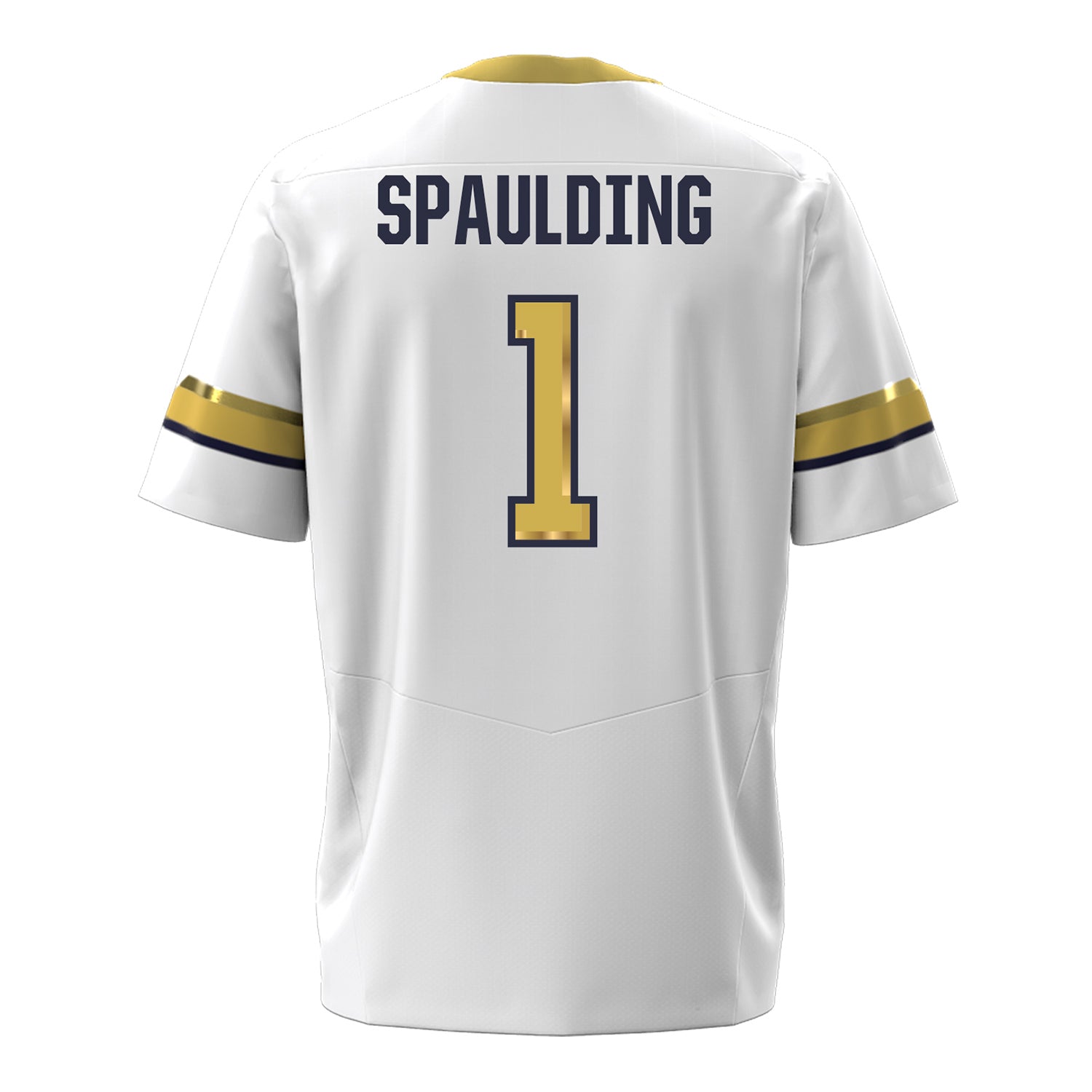Georgia Tech Under Armour Football Student Athlete #1 Cayman Spaulding White Football Jersey - Back View