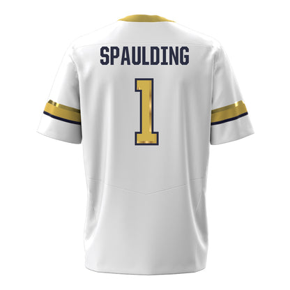 Georgia Tech Under Armour Football Student Athlete #1 Cayman Spaulding White Football Jersey - Back View