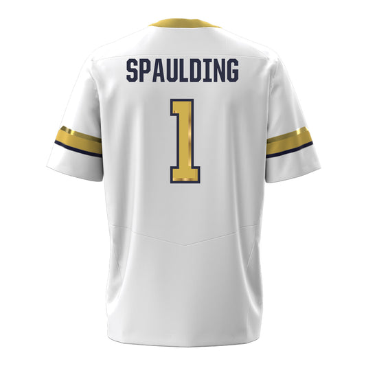 Georgia Tech Under Armour Football Student Athlete #1 Cayman Spaulding White Football Jersey - Back View
