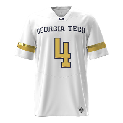 Georgia Tech Under Armour Football Student Athlete #4 Daiquan White White Football Jersey