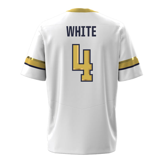 Georgia Tech Under Armour Football Student Athlete #4 Daiquan White White Football Jersey - Back View