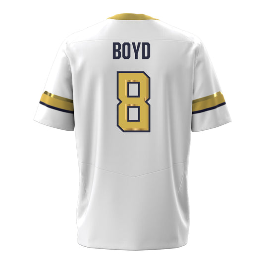 Georgia Tech Under Armour Football Student Athlete #8 Jordan Boyd White Football Jersey - Back View