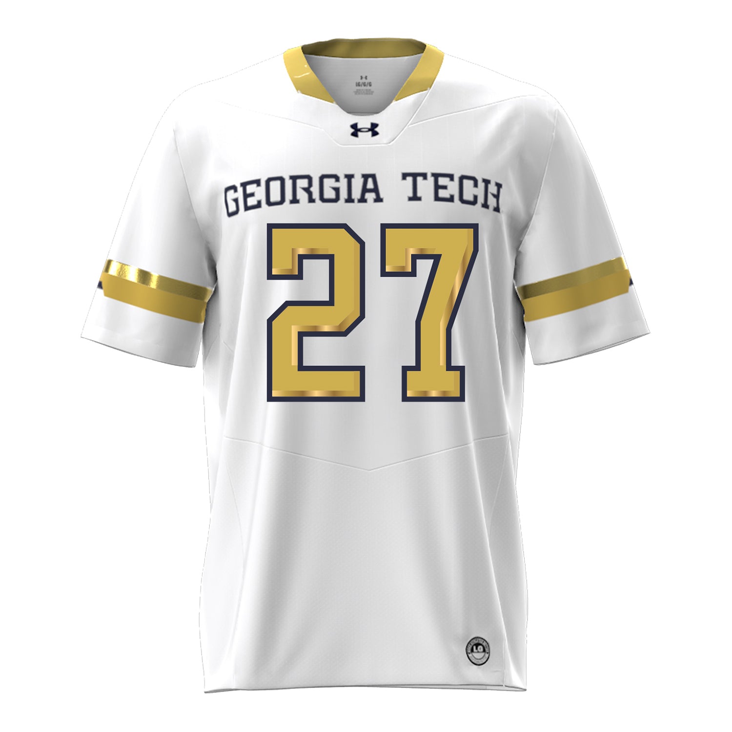 Georgia Tech Under Armour Football Student Athlete #27 Chad Alexander White Football Jersey - Front View