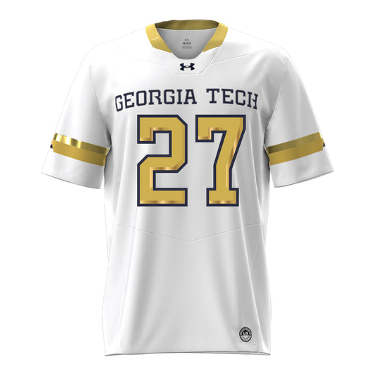 Georgia Tech Under Armour Football Student Athlete #27 Chad Alexander White Football Jersey - Front View