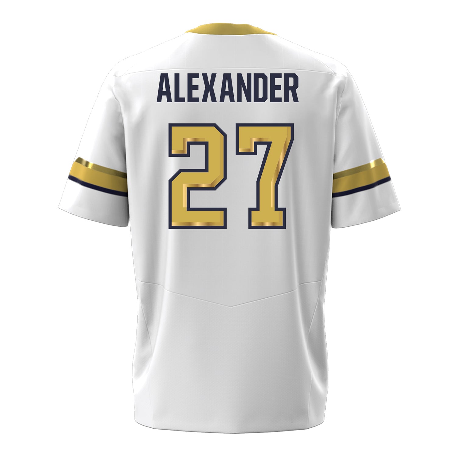 Georgia Tech Under Armour Football Student Athlete #27 Chad Alexander White Football Jersey - Back View