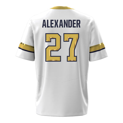 Georgia Tech Under Armour Football Student Athlete #27 Chad Alexander White Football Jersey - Back View