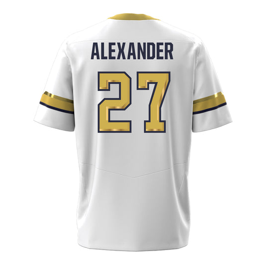 Georgia Tech Under Armour Football Student Athlete #27 Chad Alexander White Football Jersey - Back View