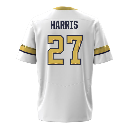 Georgia Tech Under Armour Football Student Athlete #27 Tae Harris White Football Jersey - Back View