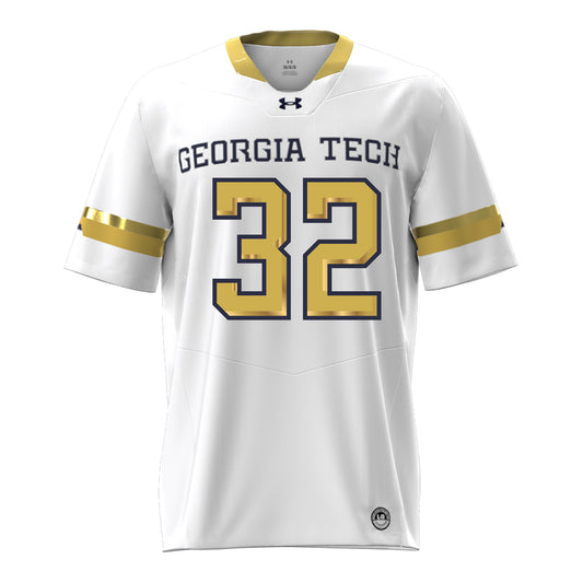 Georgia Tech Under Armour Football Student Athlete #32 Jayden Barr White Football Jersey - Front View