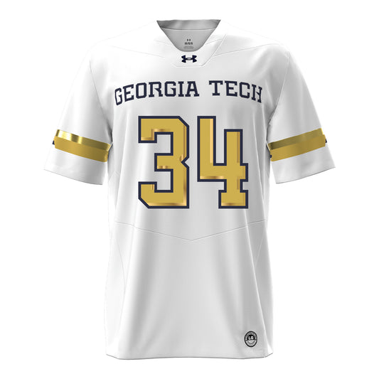Georgia Tech Under Armour Football Student Athlete #34 Myles Forristall White Football Jersey