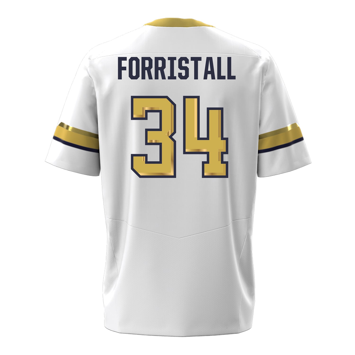 Georgia Tech Under Armour Football Student Athlete #34 Myles Forristall White Football Jersey - Back View