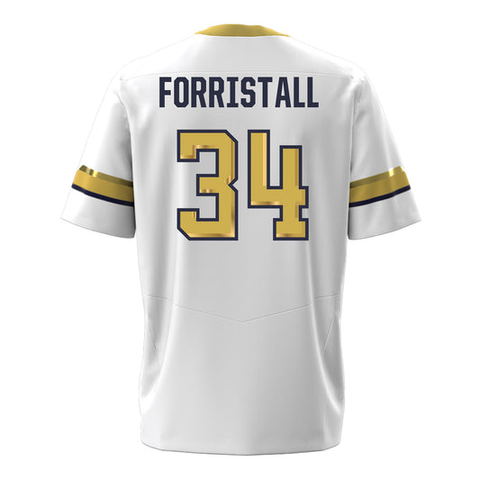 Georgia Tech Under Armour Football Student Athlete #34 Myles Forristall White Football Jersey - Back View