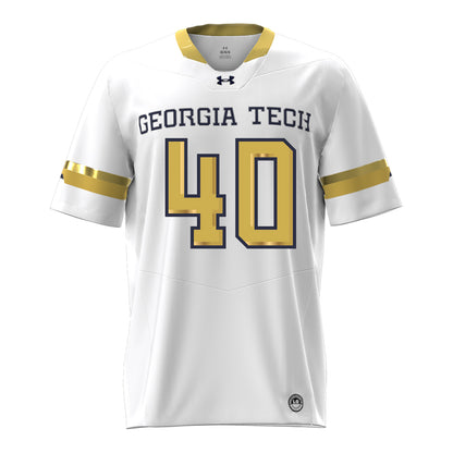 Georgia Tech Under Armour Football Student Athlete #40 Joshua Taylor White Football Jersey - Front View