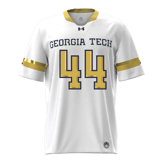 Georgia Tech Under Armour Football Student Athlete #44 Kyle Efford White Football Jersey - Front View