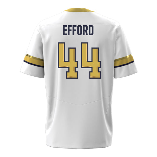 Georgia Tech Under Armour Football Student Athlete #44 Kyle Efford White Football Jersey - Back View