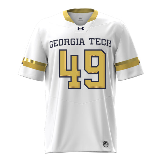 Georgia Tech Under Armour Football Student Athlete #49 Chuma Okoye White Football Jersey - Front View