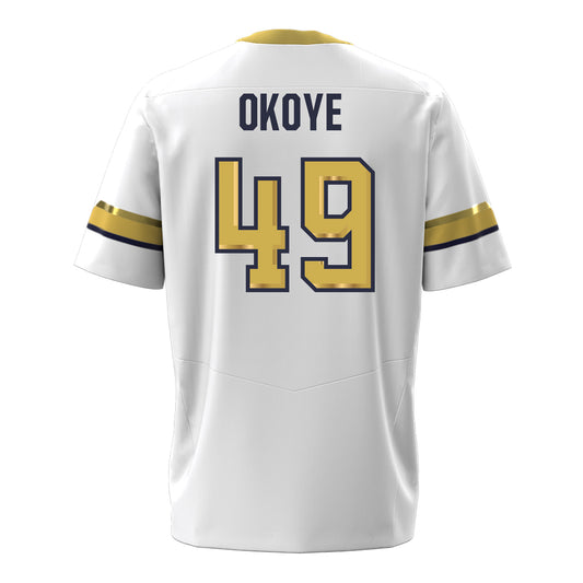 Georgia Tech Under Armour Football Student Athlete #49 Chuma Okoye White Football Jersey - Back View
