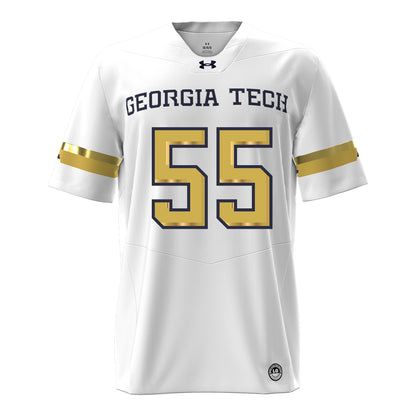 Georgia Tech Under Armour Football Student Athlete #55 Christian Garrett White Football Jersey
