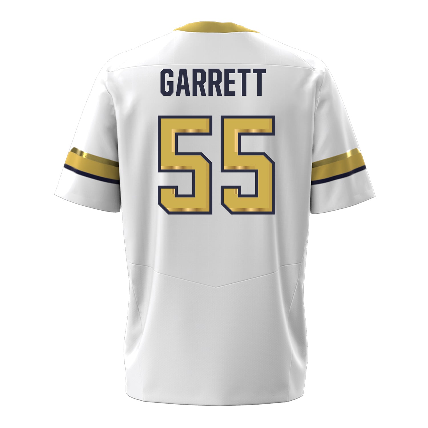 Georgia Tech Under Armour Football Student Athlete #55 Christian Garrett White Football Jersey - Back View