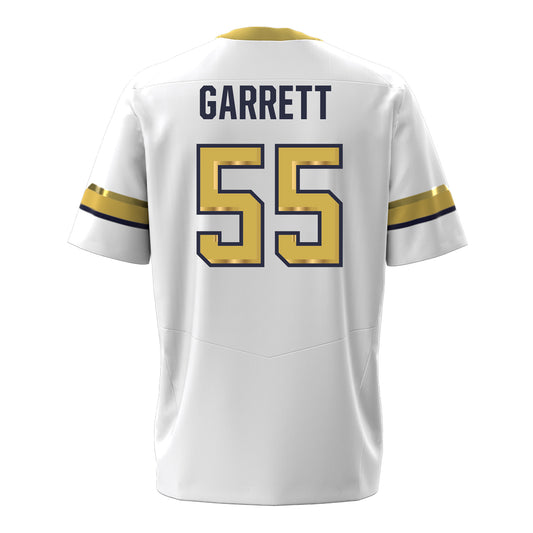 Georgia Tech Under Armour Football Student Athlete #55 Christian Garrett White Football Jersey - Back View