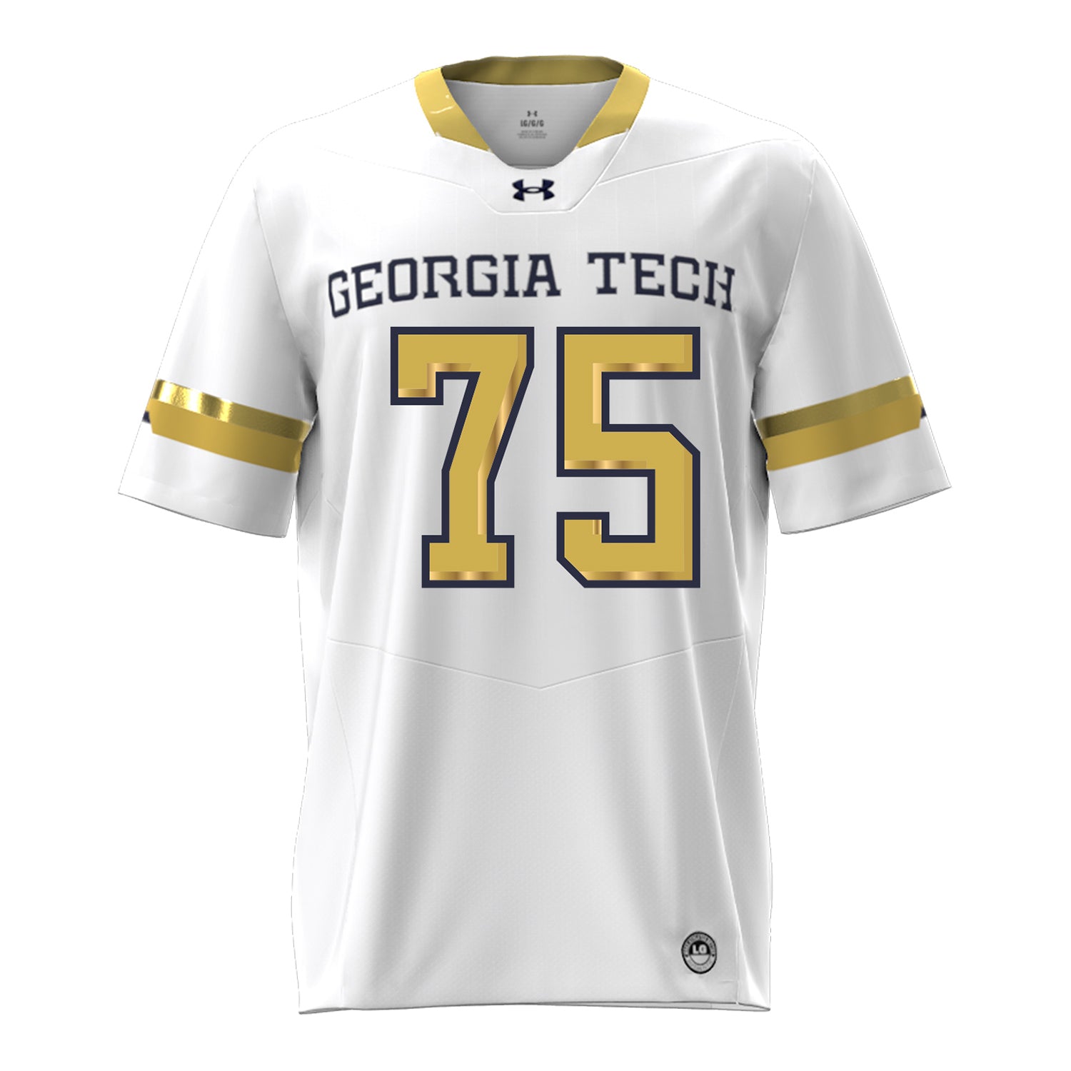 Georgia Tech Under Armour Football Student Athlete #75 Andrew Rosinski White Football Jersey - Front View
