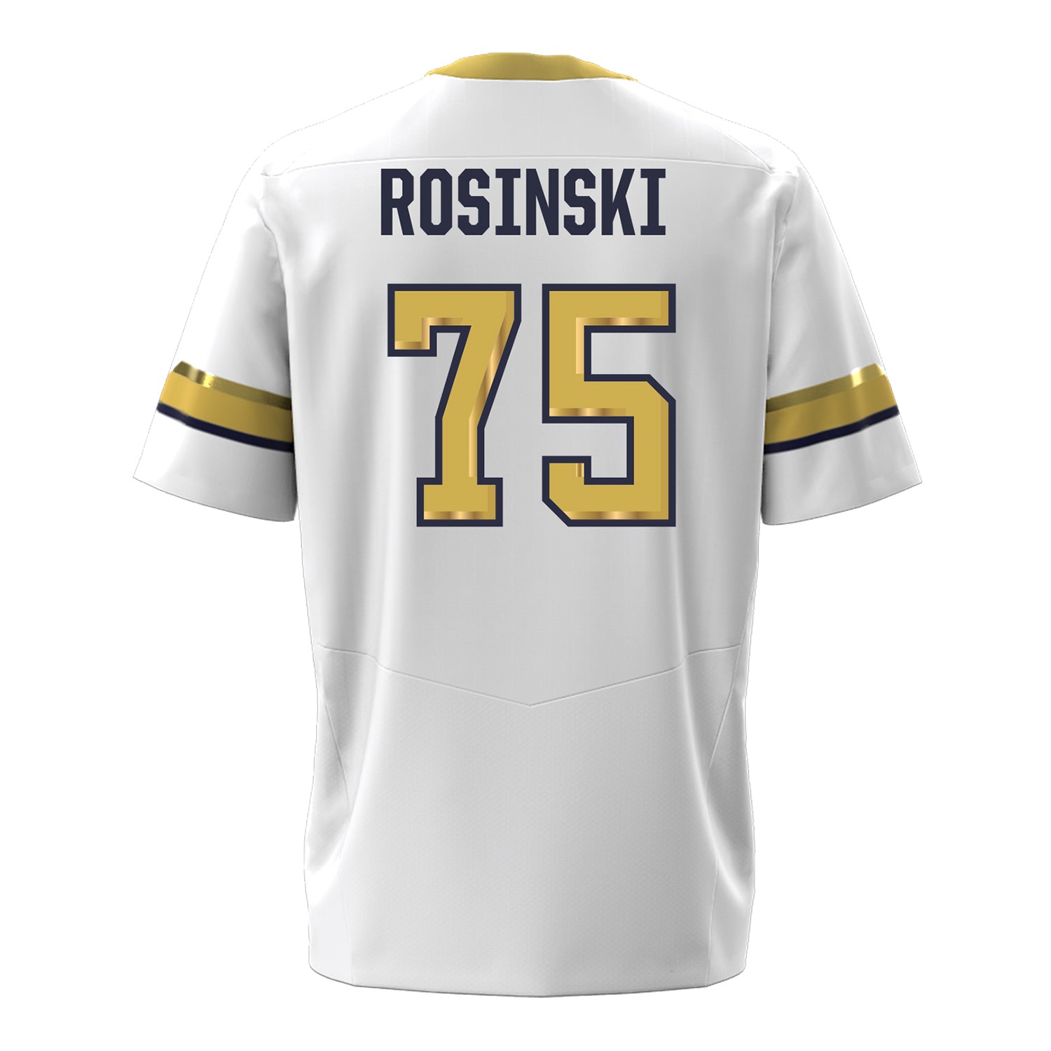 Georgia Tech Under Armour Football Student Athlete #75 Andrew Rosinski White Football Jersey - Back View