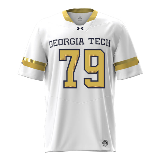 Georgia Tech Under Armour Football Student Athlete #79 Jordan Floyd  White Football Jersey - Front View