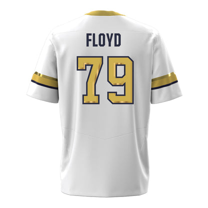 Georgia Tech Under Armour Football Student Athlete #79 Jordan Floyd  White Football Jersey - Back View