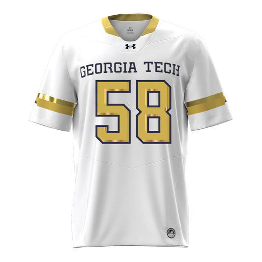 Georgia Tech Under Armour Football Student Athlete #58 Jimmy Bryson White Football Jersey - Front View