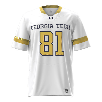 Georgia Tech Under Armour Football Student Athlete #81 Cal Faulkner White Football Jersey - Front View
