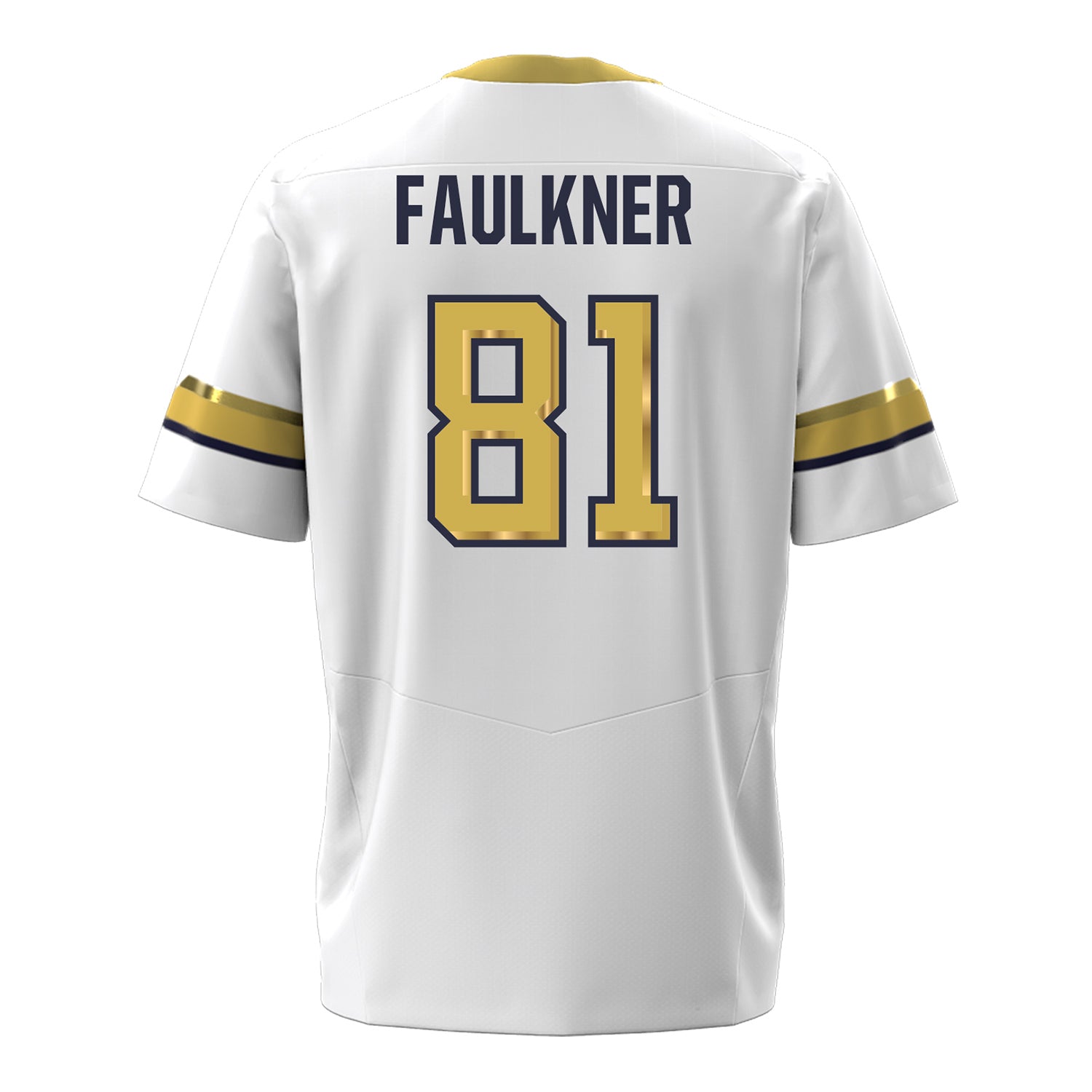 Georgia Tech Under Armour Football Student Athlete #81 Cal Faulkner White Football Jersey - Back View