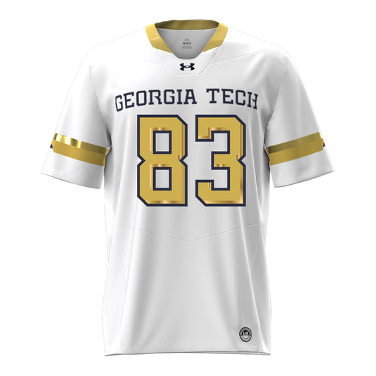 Georgia Tech Under Armour Football Student Athlete #83 Blake Ragsdale White Football Jersey - Front View