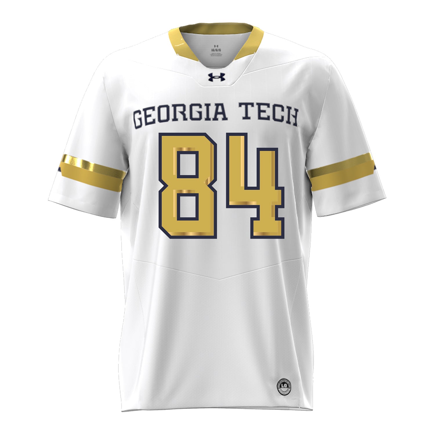 Georgia Tech Under Armour Football Student Athlete #84 Evan Haynes White Football Jersey - Front View