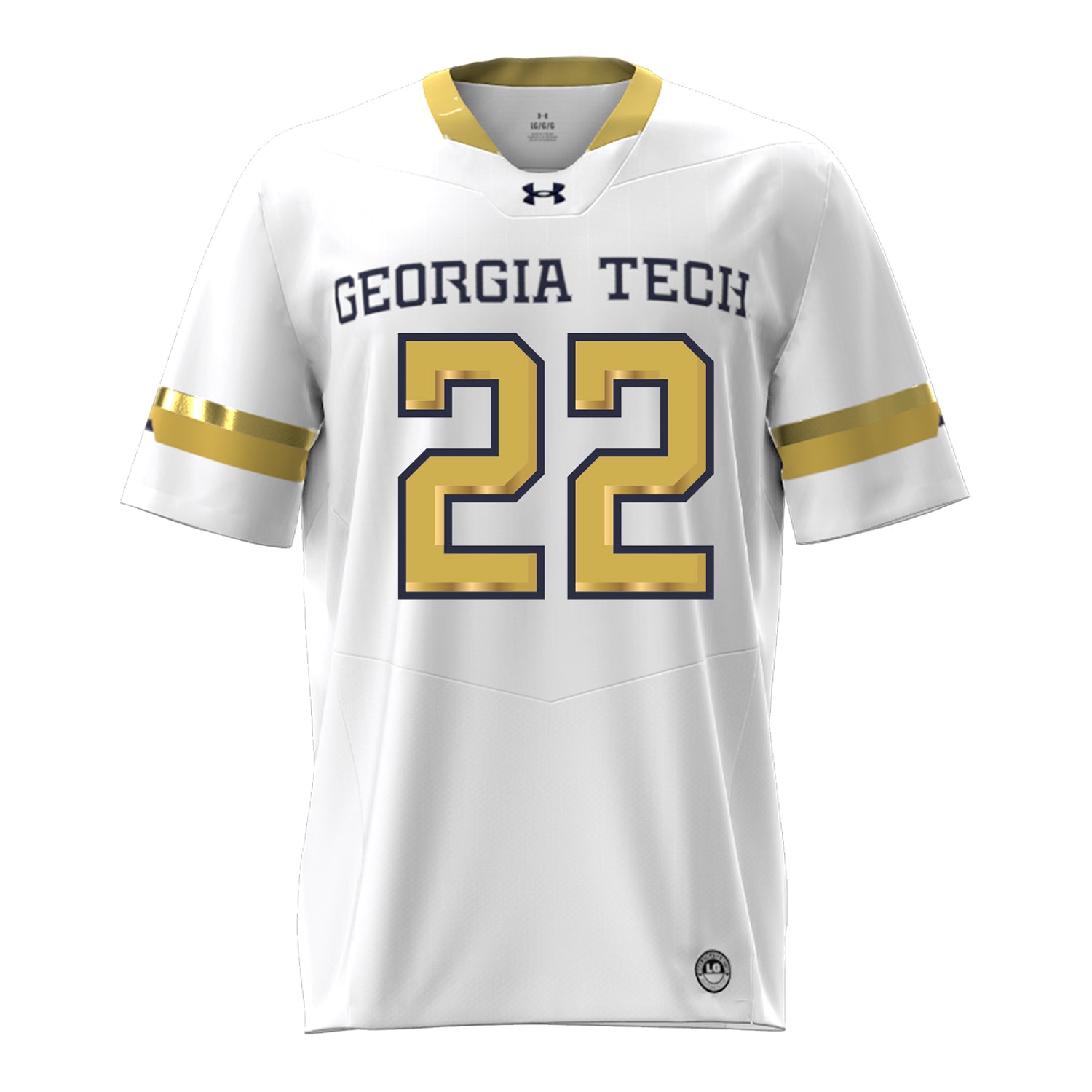 Georgia Tech Under Armour Football Student Athlete #22 Justice Haynes White Football Jersey - Front View