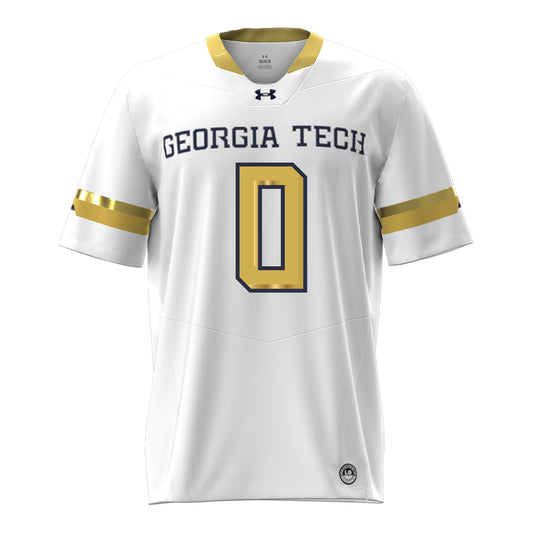 Georgia Tech Under Armour Football Student Athlete #0 Malachi Hosley White Football Jersey - Front View