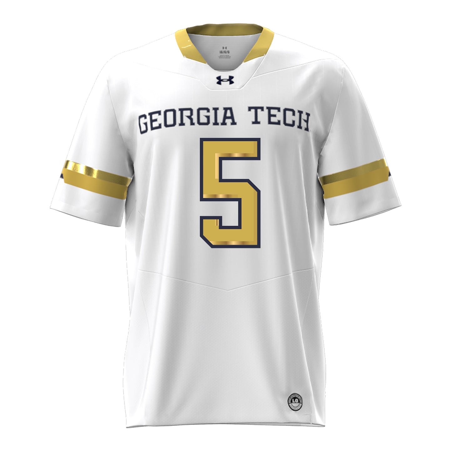 Georgia Tech Under Armour Football Student Athlete #5 Zachary Tobe White Football Jersey - Front View