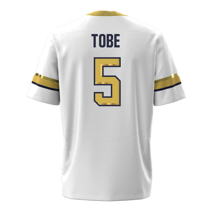 Georgia Tech Under Armour Football Student Athlete #5 Zachary Tobe White Football Jersey - Back View