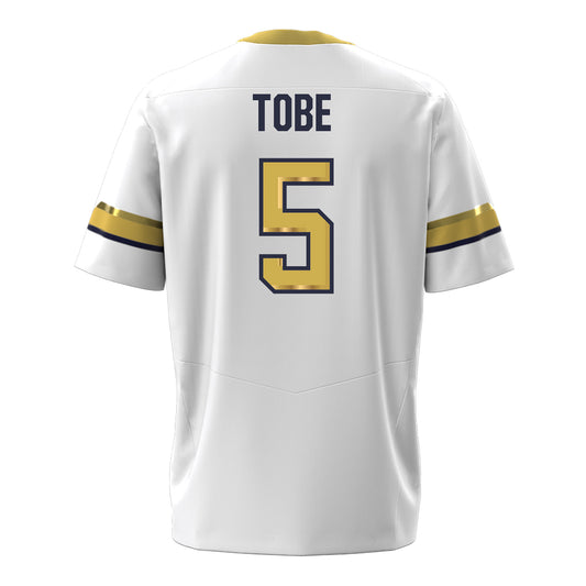 Georgia Tech Under Armour Football Student Athlete #5 Zachary Tobe White Football Jersey - Back View