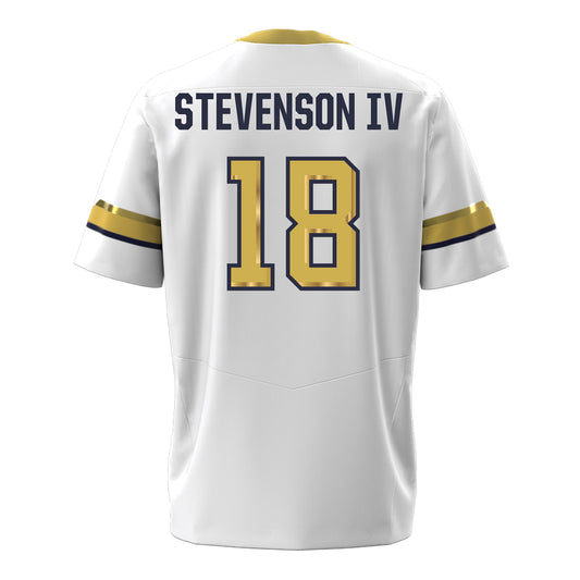 Georgia Tech Under Armour Football Student Athlete #18 Troy Stevenson IV White Football Jersey - Back View