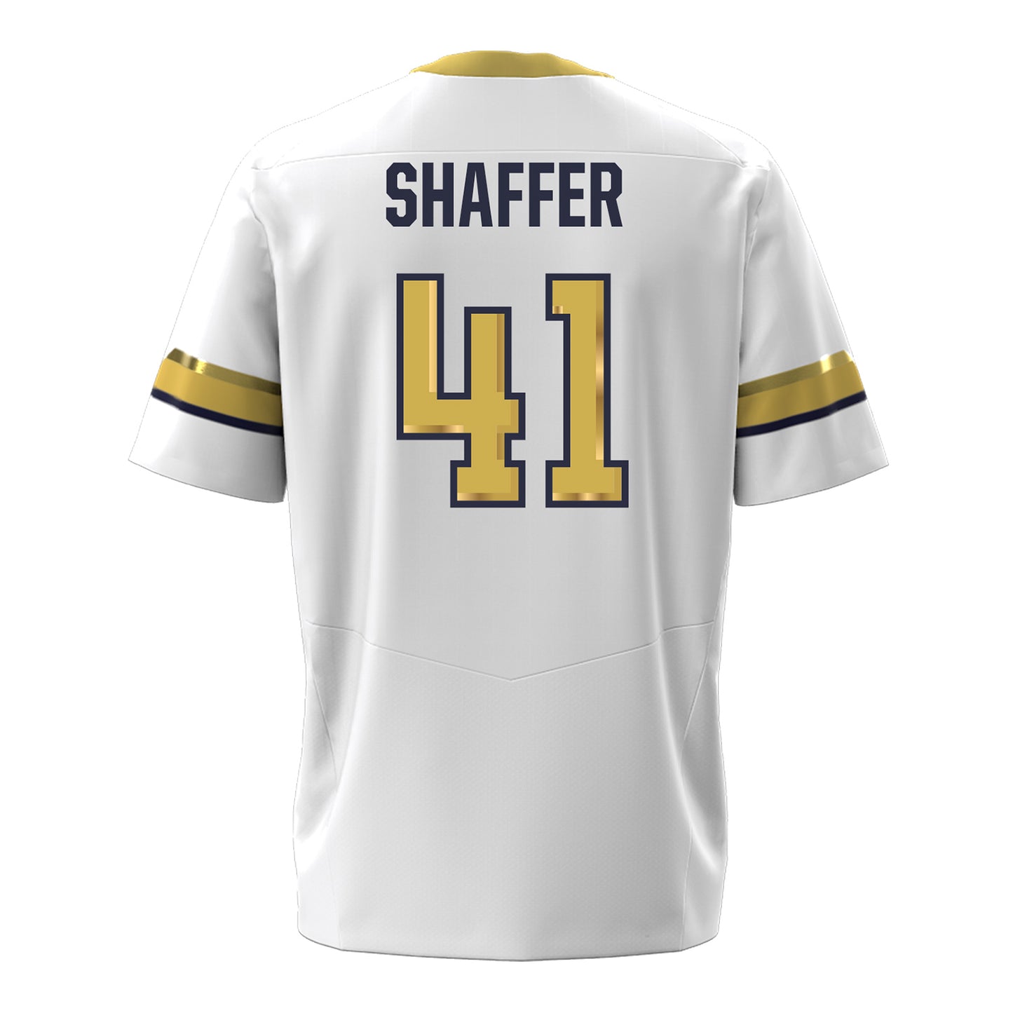 Georgia Tech Under Armour Football Student Athlete #41 Landon Shaffer White Football Jersey - Back View